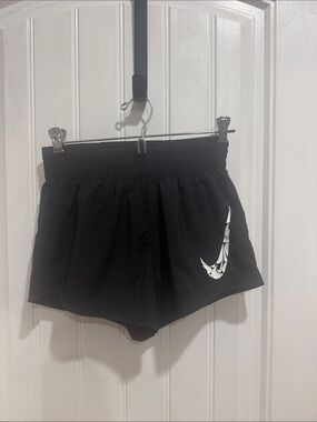 Nike Black Women's Athletic Shorts with White Swoosh Accent